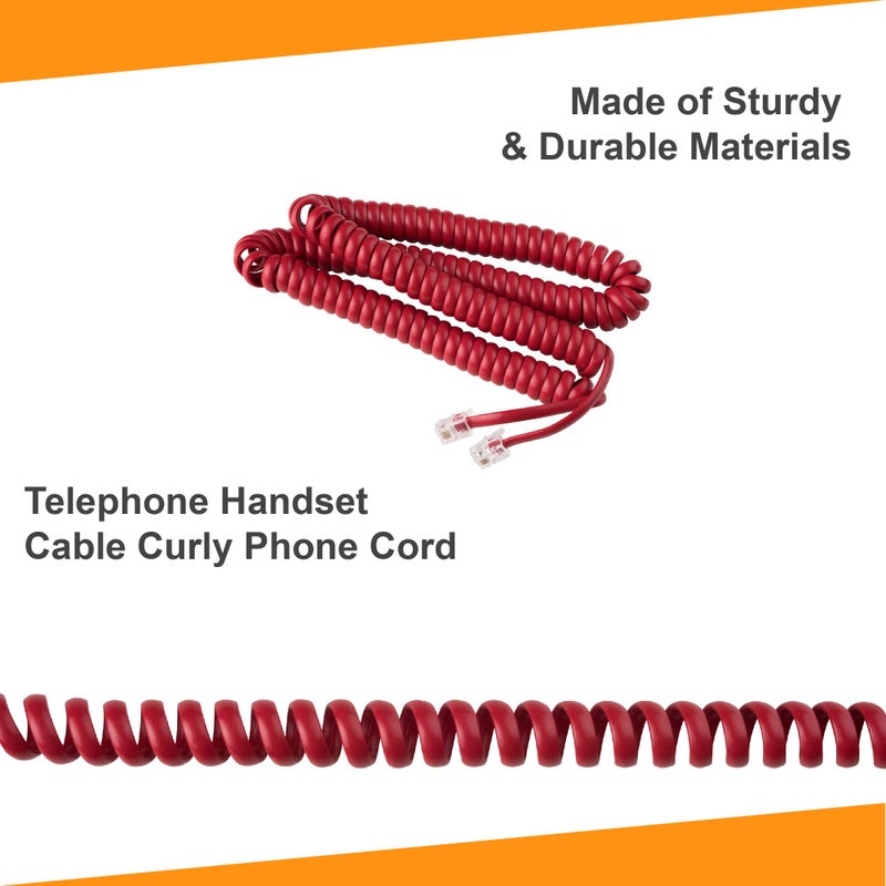 iSoHo Phones: Telephone Cord Handset Curly - Phone Color Crimson Red 25ft Long - Works on virtually All Trimline Style Phones and Princess Type Telephones - Landline Telephone Accessory - Image 5